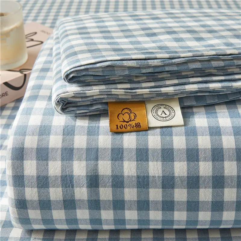 Maternal and infant class a cotton yarn-dyed washed cotton bed hat single double student dormitory cotton bed sheet bedspread universal for all seasons