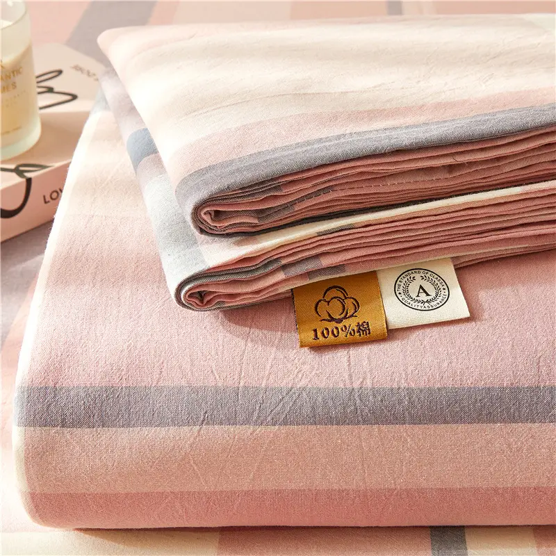Maternal and infant class a cotton yarn-dyed washed cotton bed hat single double student dormitory cotton bed sheet bedspread universal for all seasons