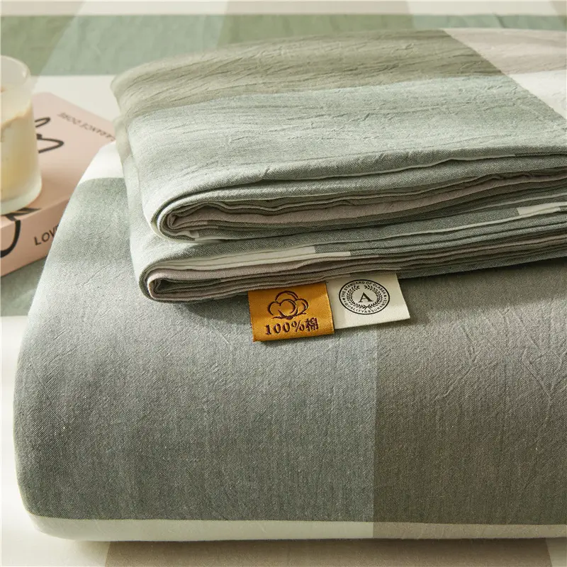 Maternal and infant class a cotton yarn-dyed washed cotton bed hat single double student dormitory cotton bed sheet bedspread universal for all seasons