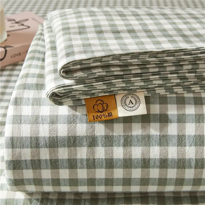 Maternal and infant class a cotton yarn-dyed washed cotton bed hat single double student dormitory cotton bed sheet bedspread universal for all seasons