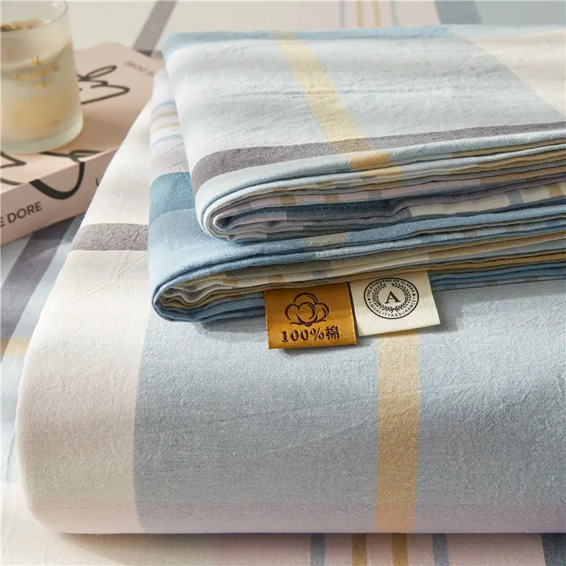 Maternal and infant class a cotton yarn-dyed washed cotton bed hat single double student dormitory cotton bed sheet bedspread universal for all seasons