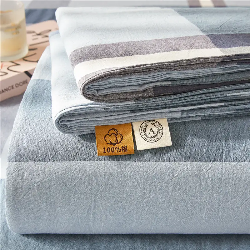 Maternal and infant class a cotton yarn-dyed washed cotton bed hat single double student dormitory cotton bed sheet bedspread universal for all seasons