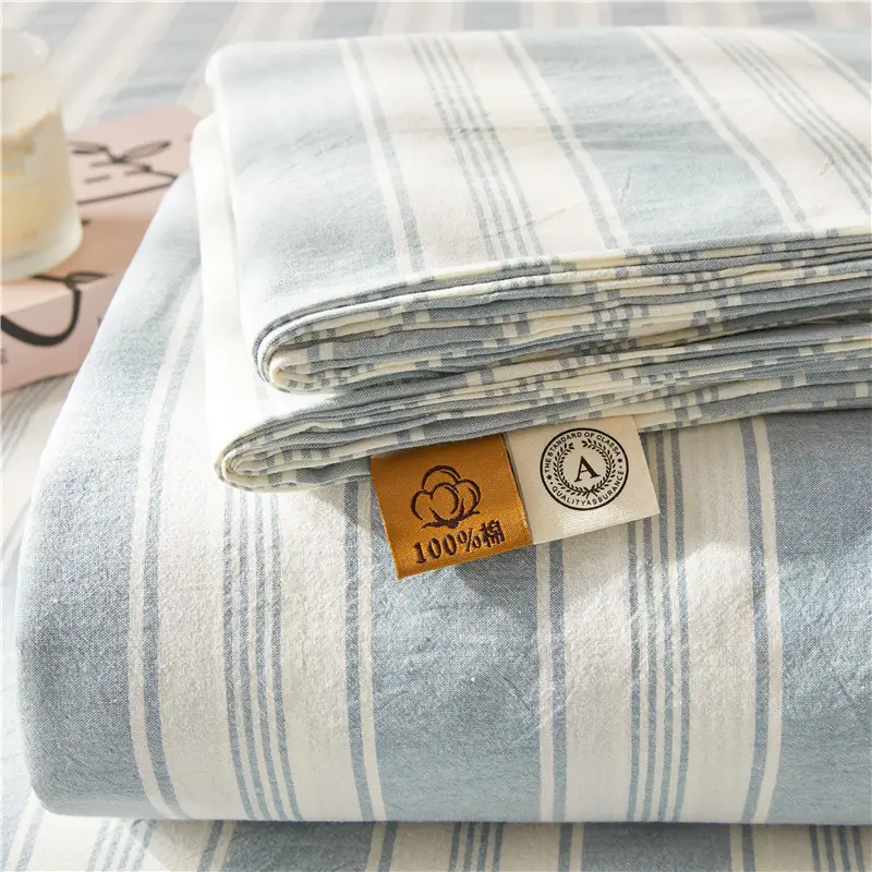 Maternal and infant class a cotton yarn-dyed washed cotton bed hat single double student dormitory cotton bed sheet bedspread universal for all seasons
