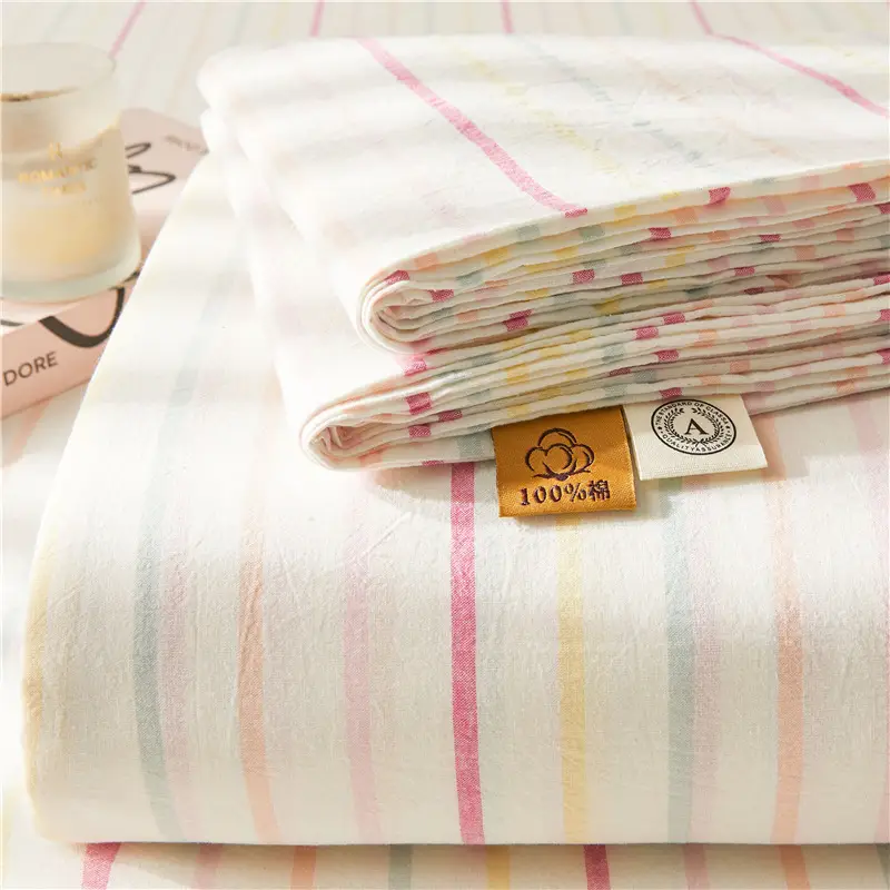 Maternal and infant class a cotton yarn-dyed washed cotton bed hat single double student dormitory cotton bed sheet bedspread universal for all seasons