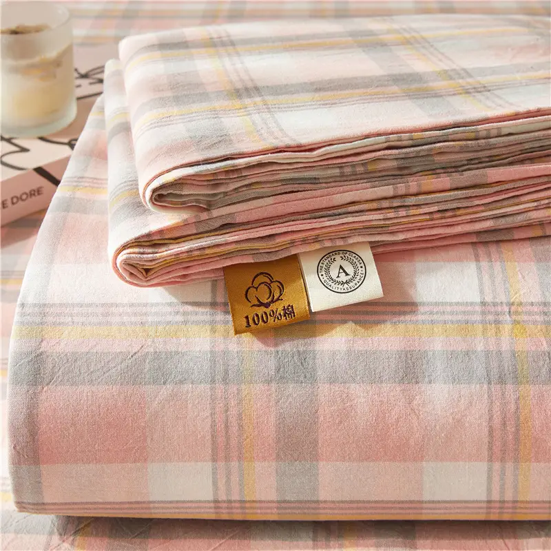 Maternal and infant class a cotton yarn-dyed washed cotton bed hat single double student dormitory cotton bed sheet bedspread universal for all seasons
