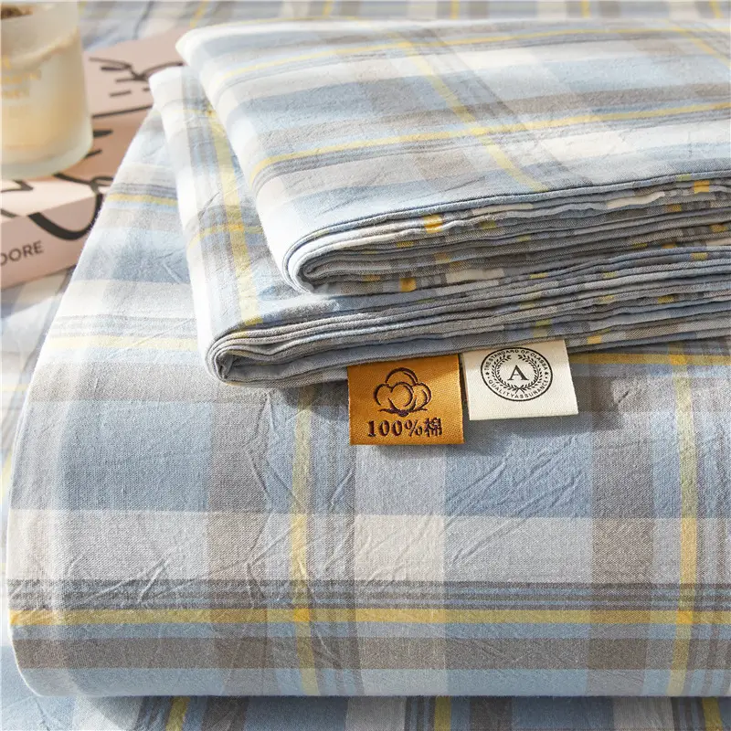 Maternal and infant class a cotton yarn-dyed washed cotton bed hat single double student dormitory cotton bed sheet bedspread universal for all seasons