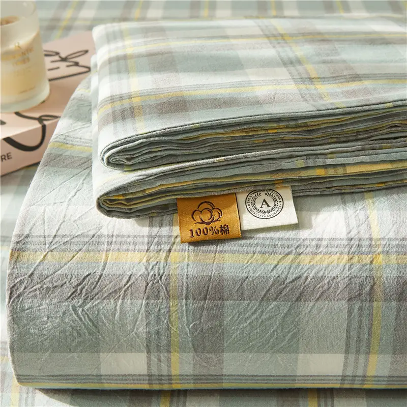 Maternal and infant class a cotton yarn-dyed washed cotton bed hat single double student dormitory cotton bed sheet bedspread universal for all seasons
