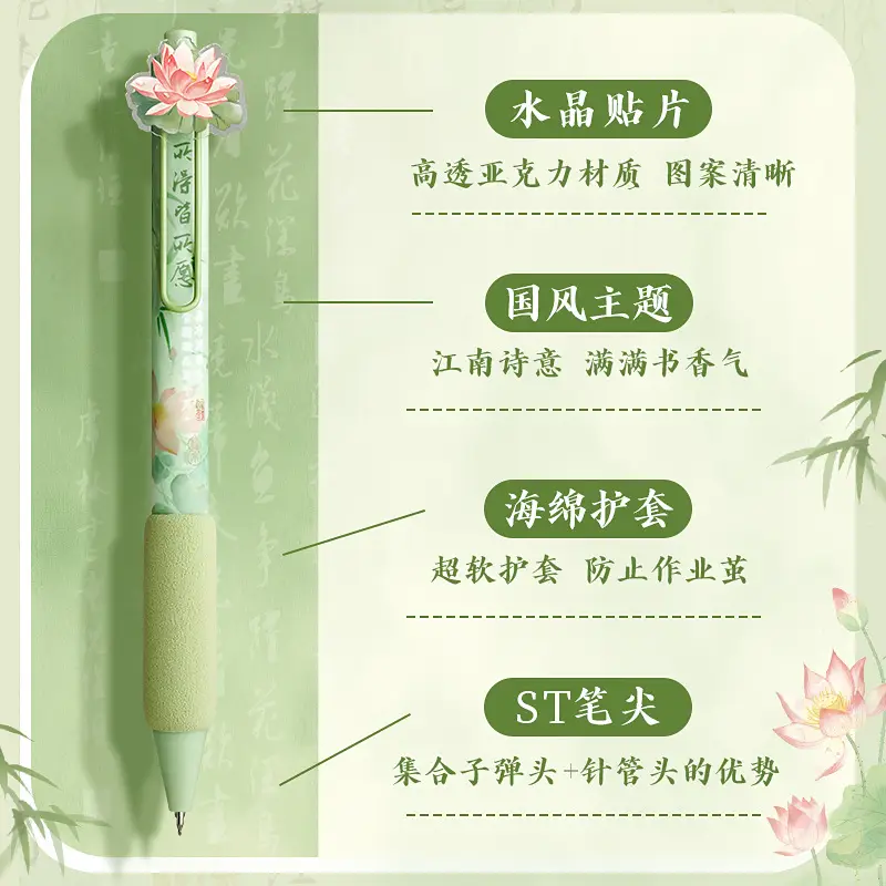 Kaba Bear High-Quality Retractable Gel Pen, Quick-Drying, Suitable for Students' Homework and Exams, Black Pen with Soft Grip, St Signature Pen