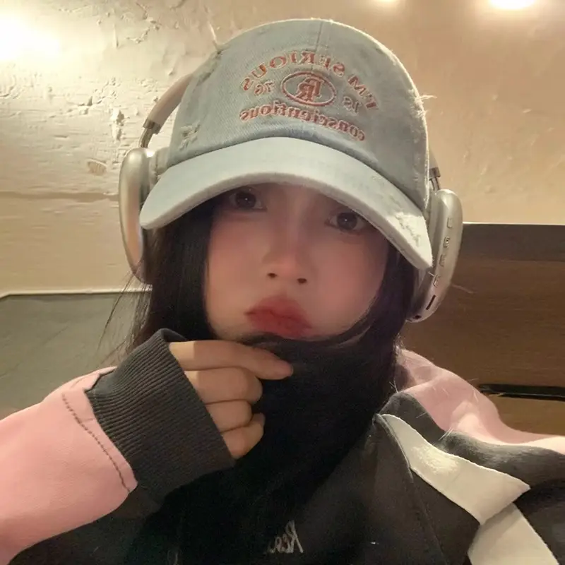 American-style Retro Baseball Cap Women Soft Top Shade Shown Face Small Wide Brim Big Head Casual All-match Denim Cap - Image 7