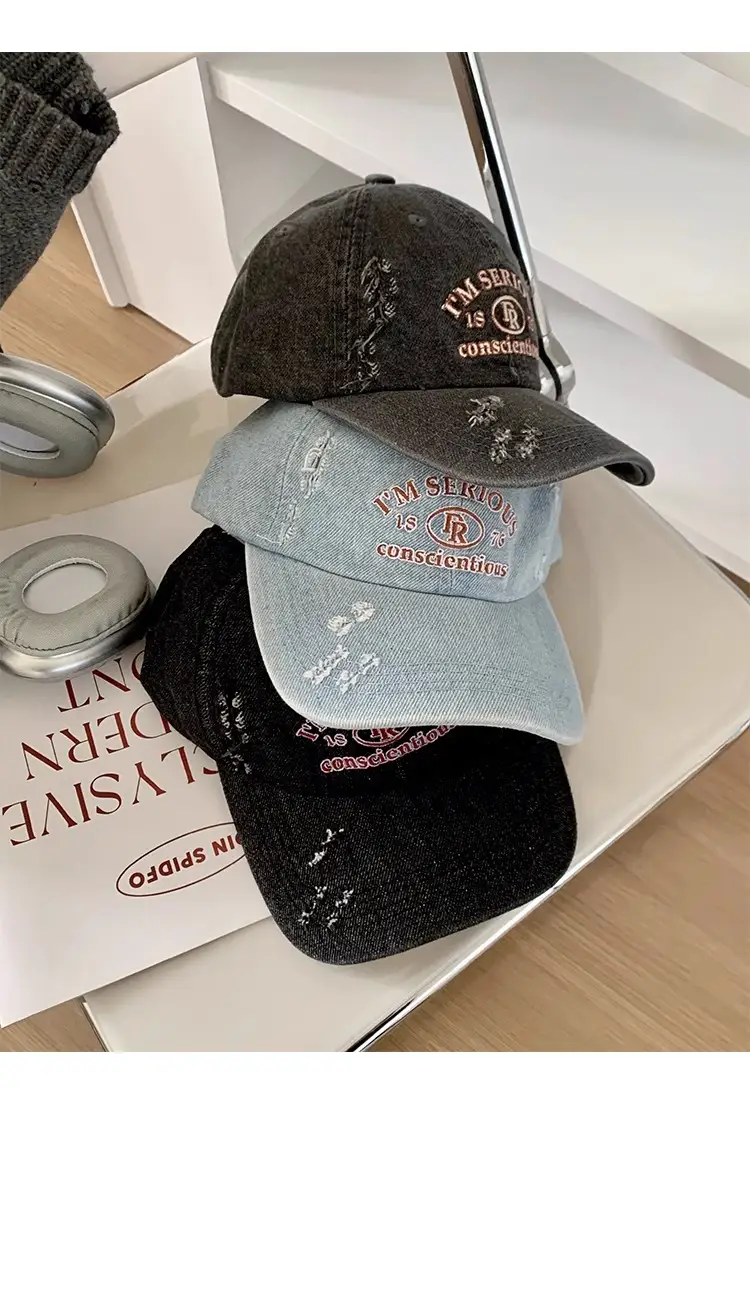 American-style Retro Baseball Cap Women Soft Top Shade Shown Face Small Wide Brim Big Head Casual All-match Denim Cap — feature 15