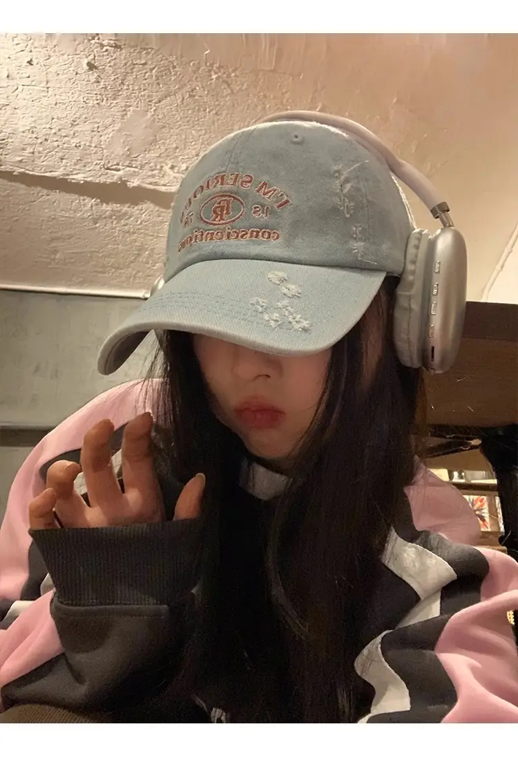 American-style Retro Baseball Cap Women Soft Top Shade Shown Face Small Wide Brim Big Head Casual All-match Denim Cap — feature 8