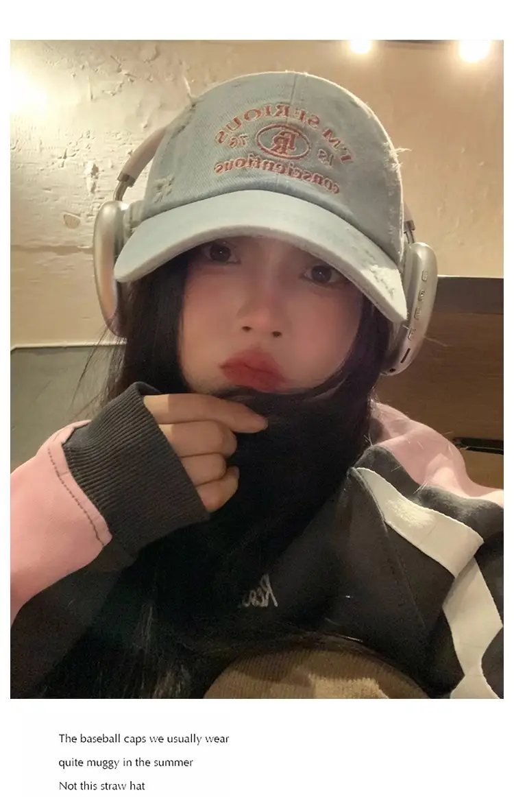 American-style Retro Baseball Cap Women Soft Top Shade Shown Face Small Wide Brim Big Head Casual All-match Denim Cap — feature 9