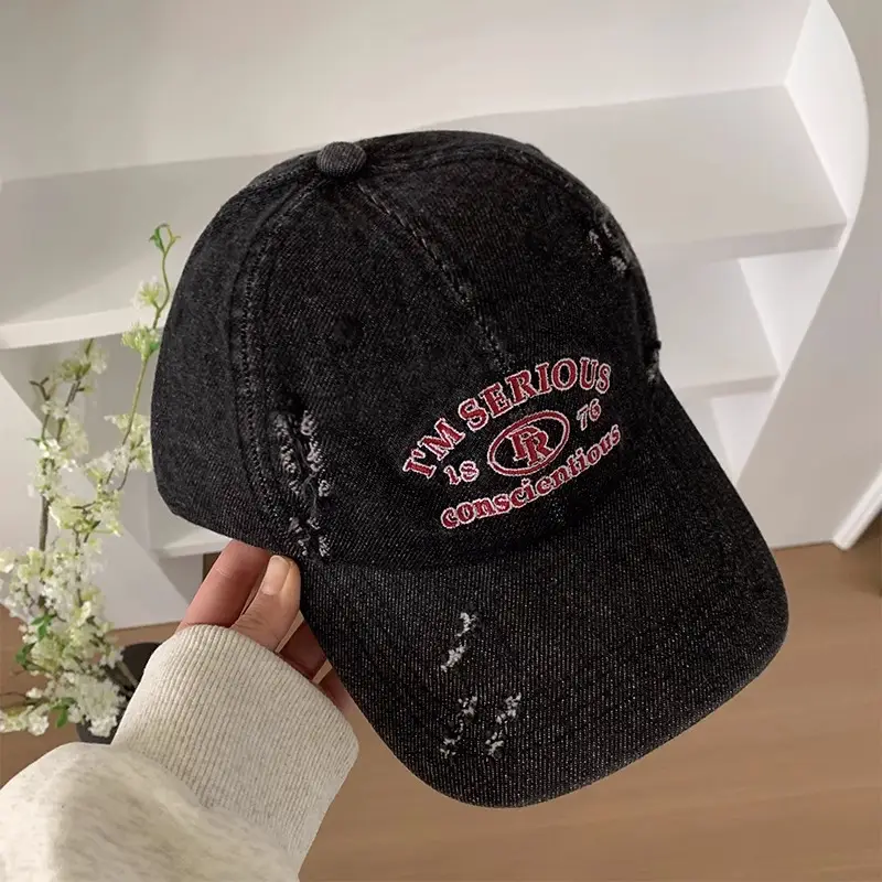 American-style Retro Baseball Cap Women Soft Top Shade Shown Face Small Wide Brim Big Head Casual All-match Denim Cap - Image 2