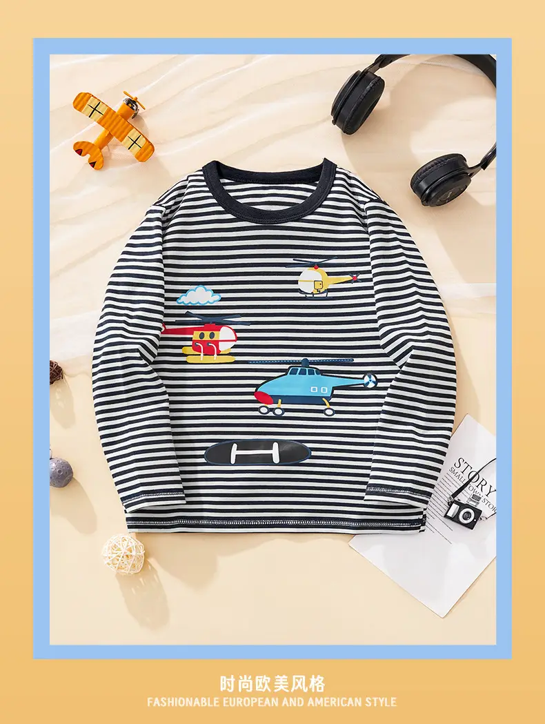 Kids Striped Long Sleeve T-Shirt Boys 2025 — feature 3