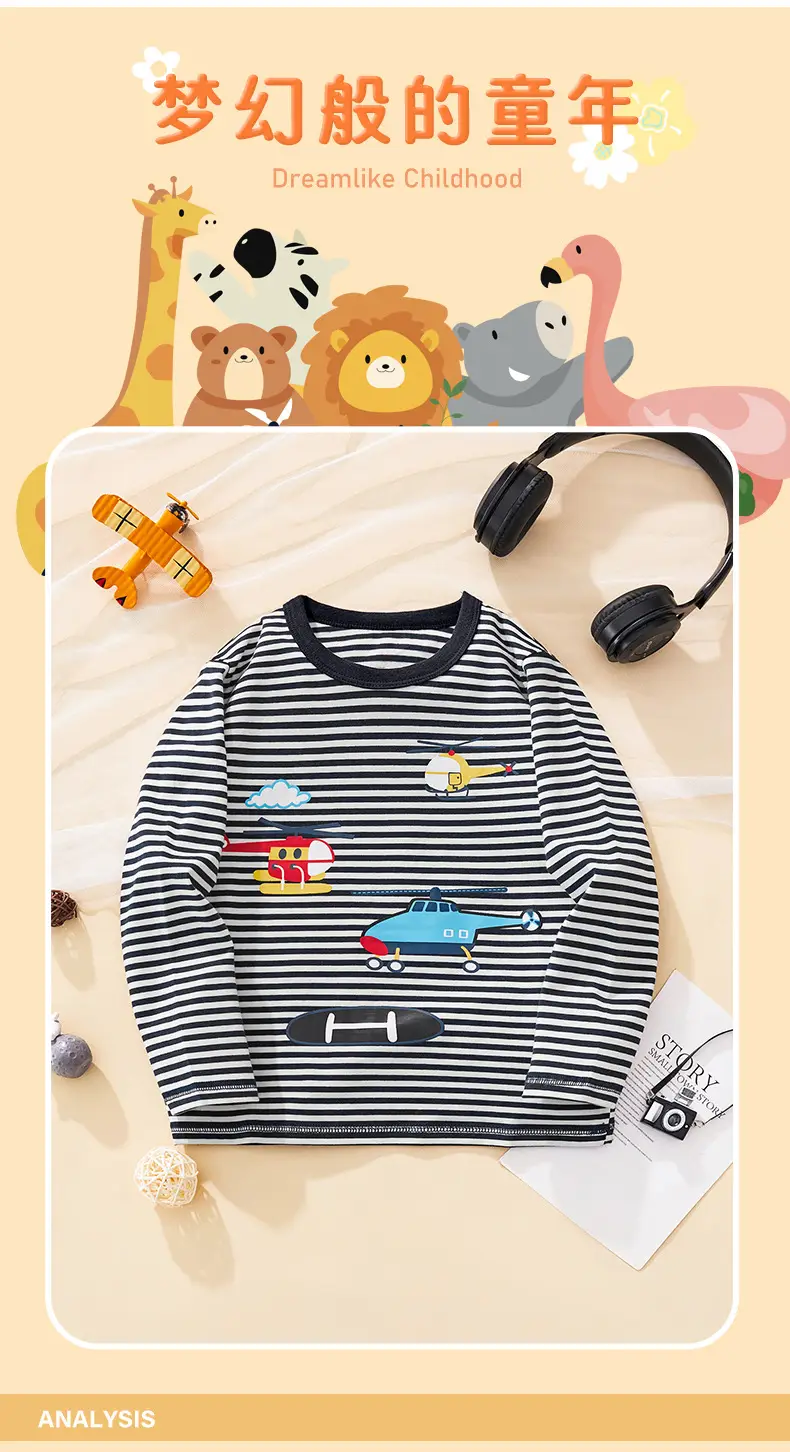 Kids Striped Long Sleeve T-Shirt Boys 2025 — feature 7