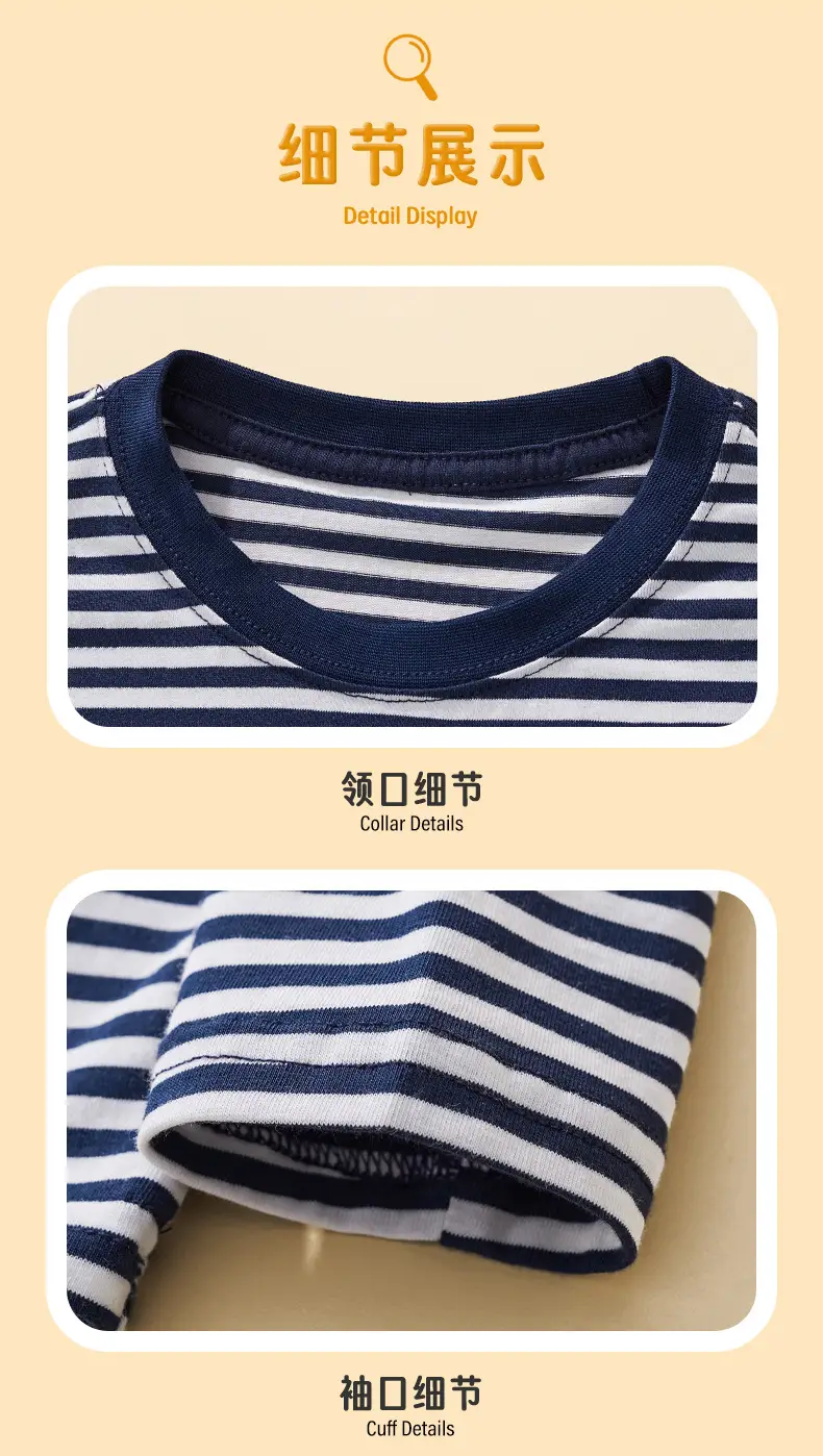 Autumn Long Sleeve T-Shirt for Boys Dinosaur Print Striped — feature 9
