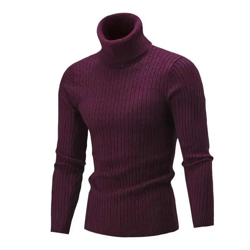 Men's White Knit Turtleneck Sweater Autumn Base Layer - Image 8