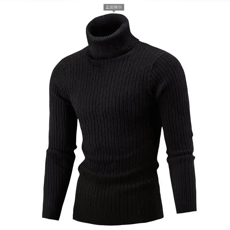 Men's White Knit Turtleneck Sweater Autumn Base Layer — feature 19