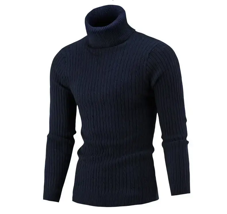 Men's White Knit Turtleneck Sweater Autumn Base Layer — feature 21