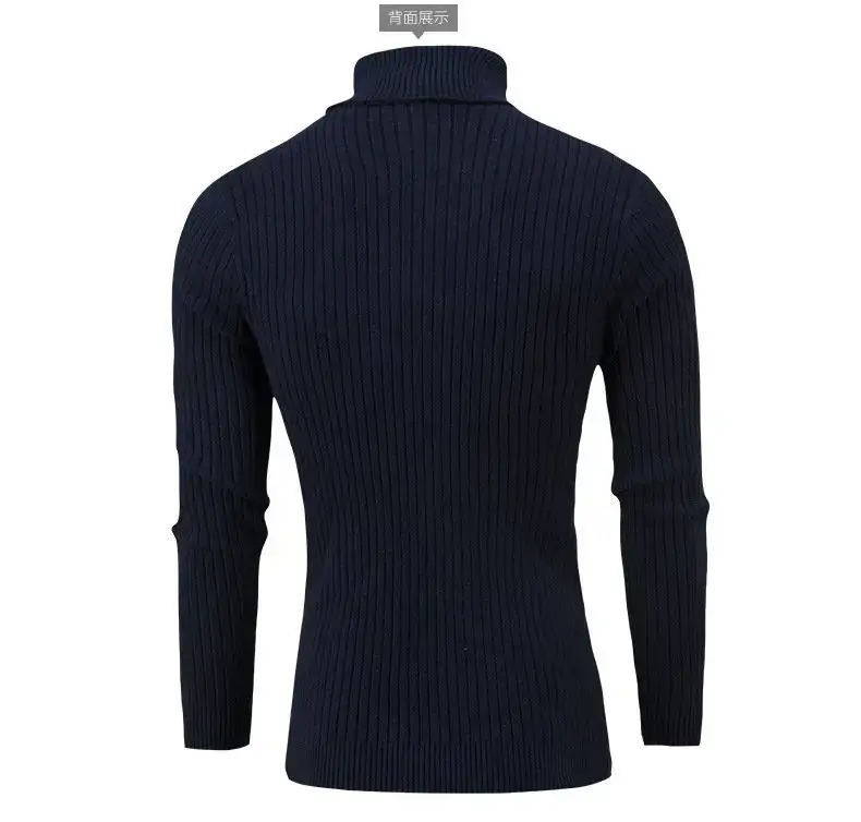 Men's White Knit Turtleneck Sweater Autumn Base Layer — feature 22