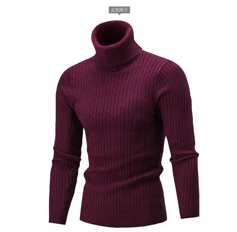 Men's White Knit Turtleneck Sweater Autumn Base Layer — feature 23