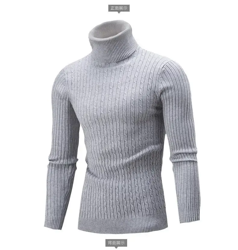 Men's White Knit Turtleneck Sweater Autumn Base Layer — feature 25