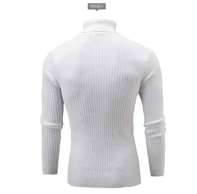 Men's White Knit Turtleneck Sweater Autumn Base Layer — feature 28