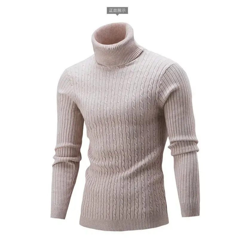 Men's White Knit Turtleneck Sweater Autumn Base Layer — feature 29