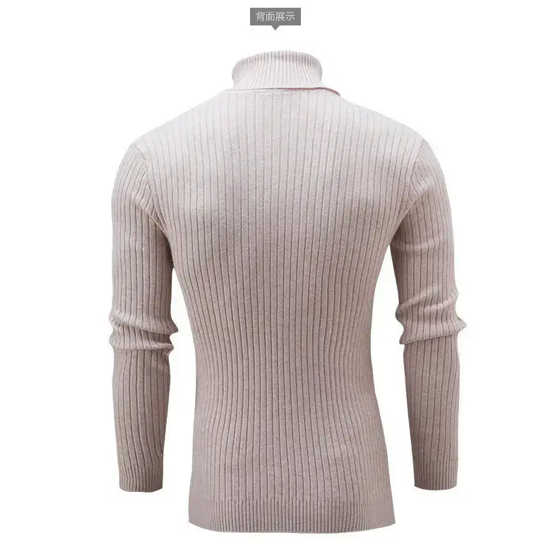 Men's White Knit Turtleneck Sweater Autumn Base Layer — feature 30