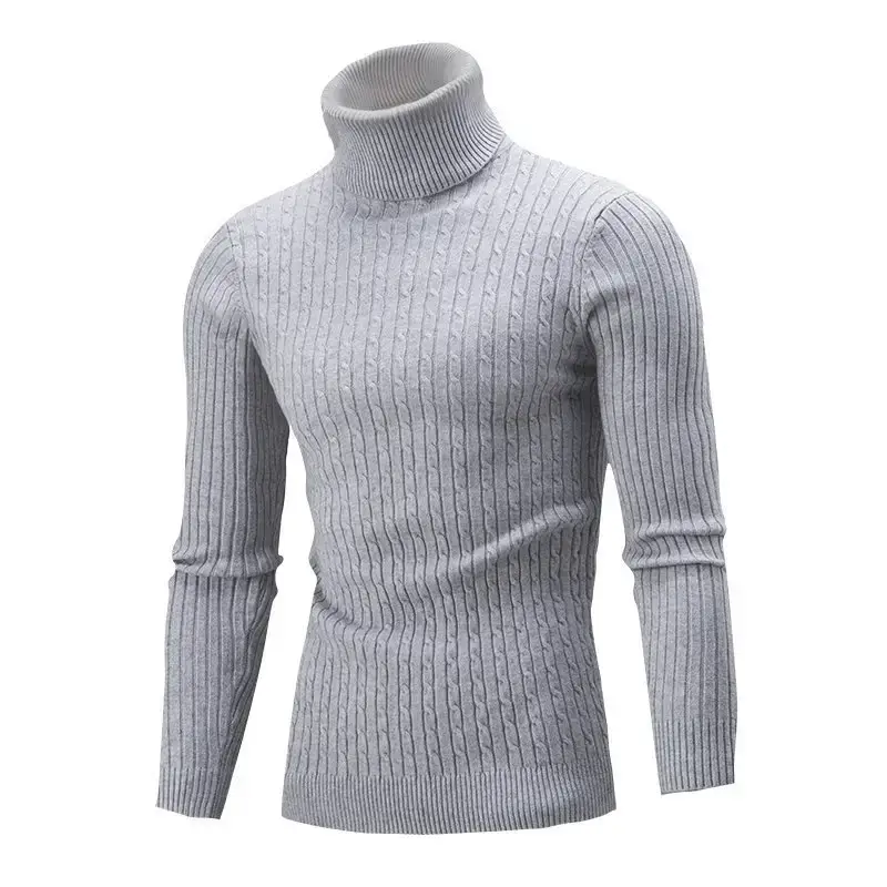 Men's White Knit Turtleneck Sweater Autumn Base Layer - Image 3