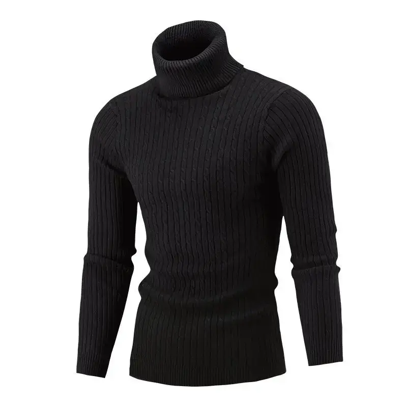 Men's White Knit Turtleneck Sweater Autumn Base Layer - Image 4