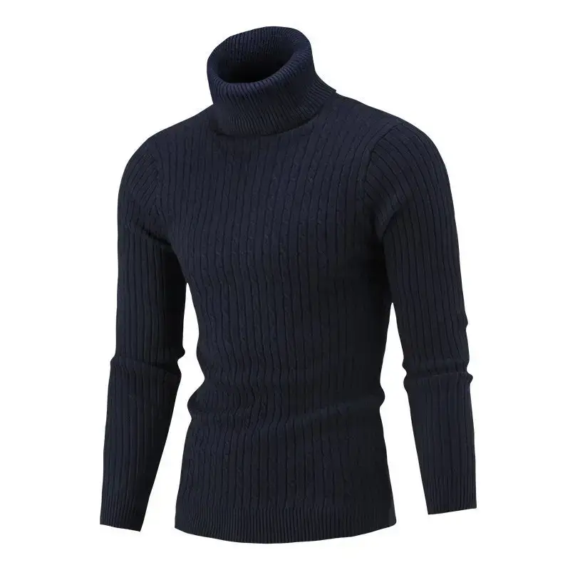 Men's White Knit Turtleneck Sweater Autumn Base Layer - Image 6