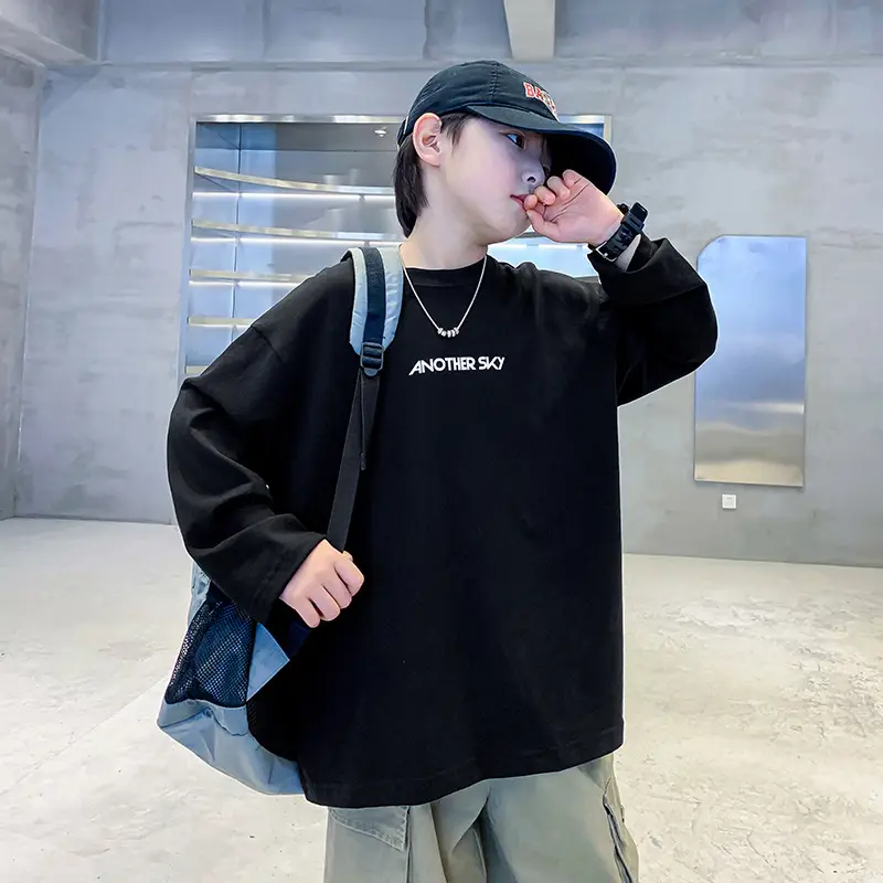 Boys Black Cotton Long Sleeve T-Shirt 2025 - Image 3