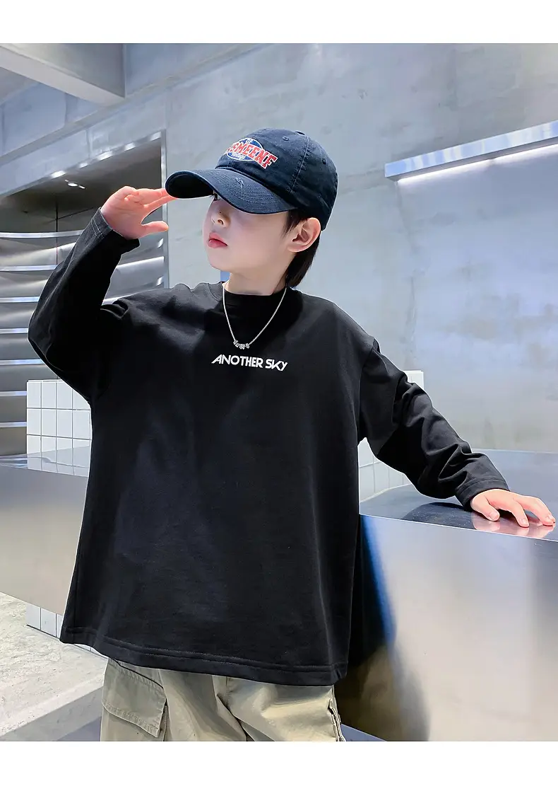 Boys Black Cotton Long Sleeve T-Shirt 2025 — feature 22