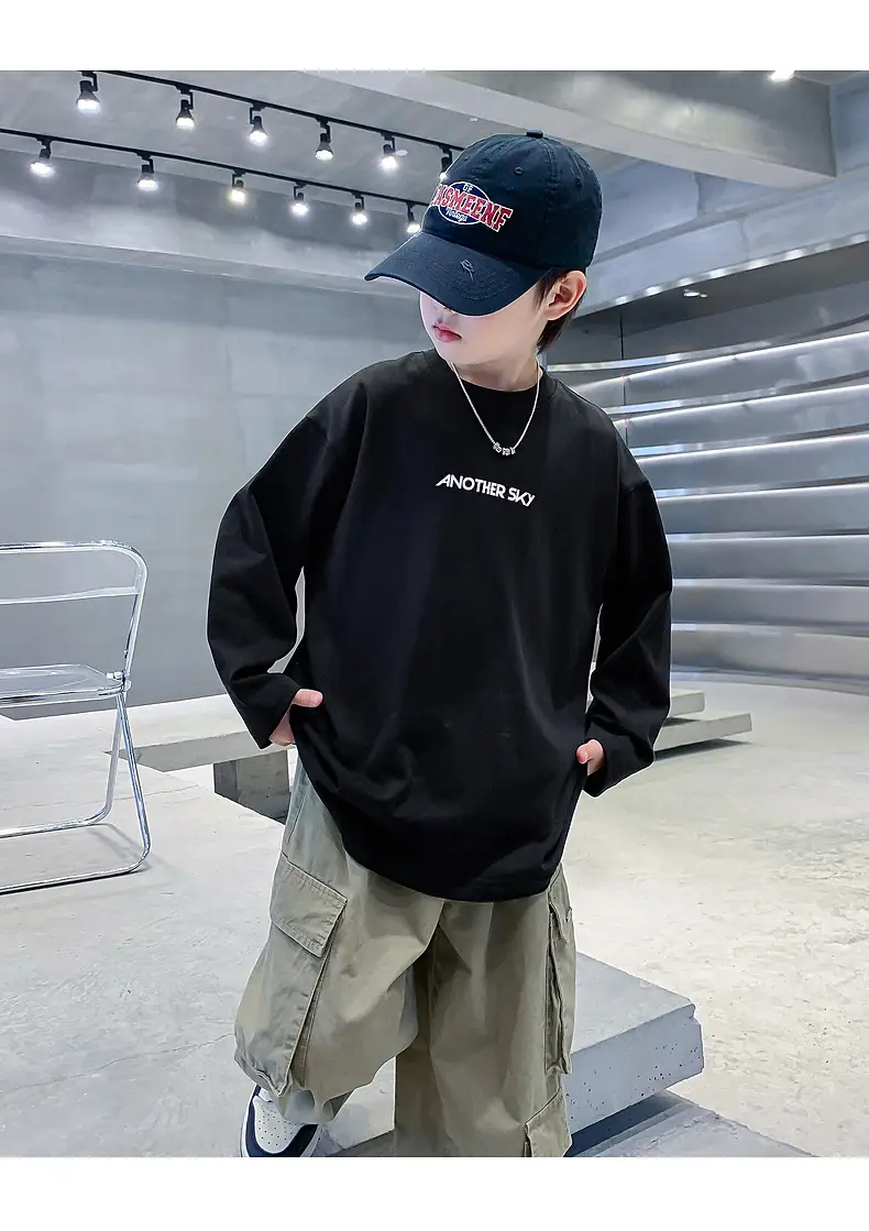 Boys Black Cotton Long Sleeve T-Shirt 2025 — feature 24
