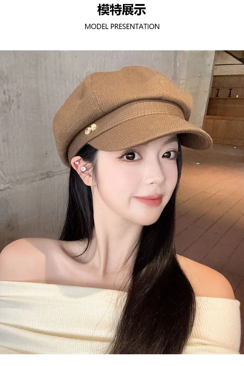 Women's 2024 New Korean Newspaper Boy Cap Duck Tongue Painter Hat — feature 11