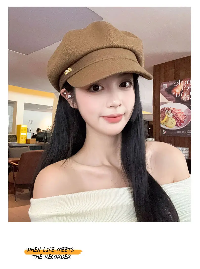 Women's 2024 New Korean Newspaper Boy Cap Duck Tongue Painter Hat — feature 12