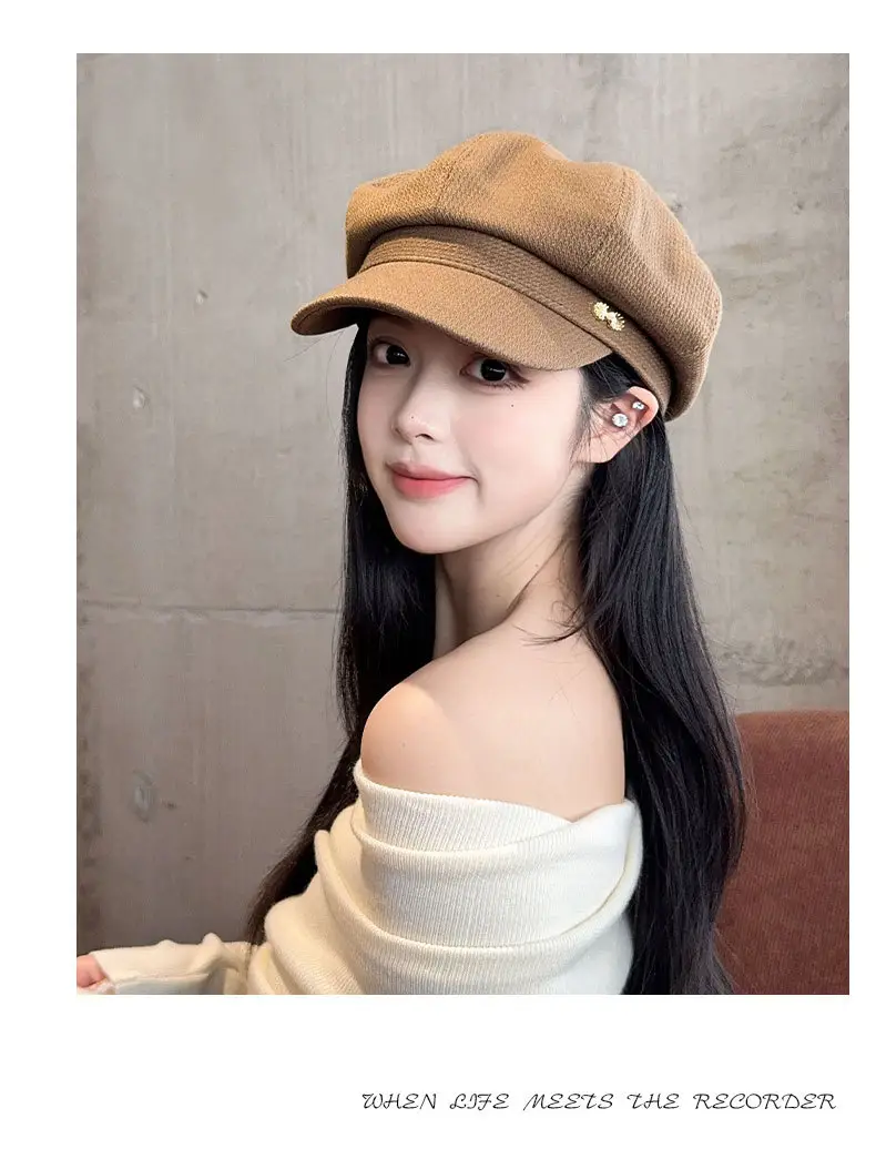 Women's 2024 New Korean Newspaper Boy Cap Duck Tongue Painter Hat — feature 14