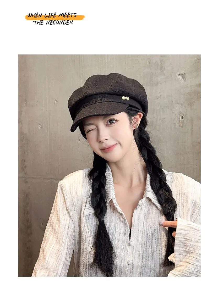 Women's 2024 New Korean Newspaper Boy Cap Duck Tongue Painter Hat — feature 16