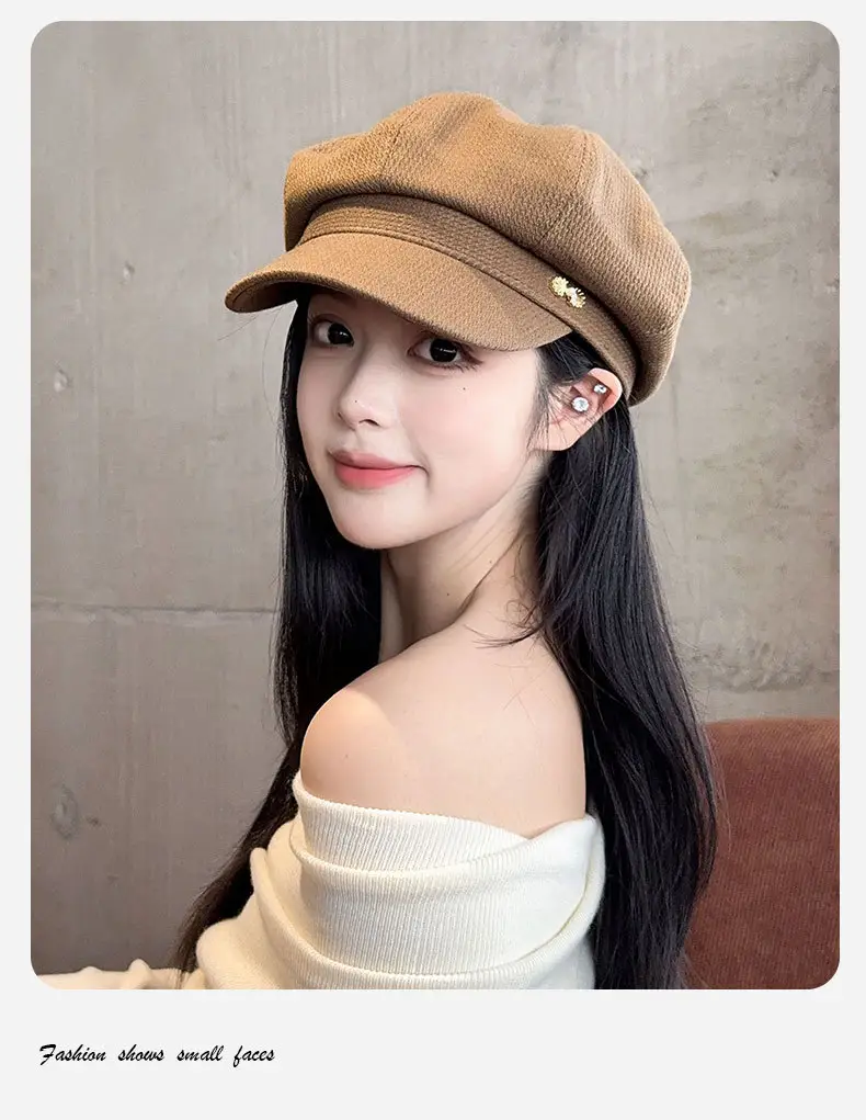 Women's 2024 New Korean Newspaper Boy Cap Duck Tongue Painter Hat — feature 5