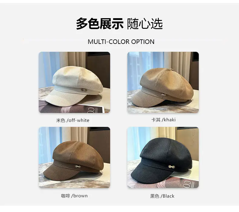 Women's 2024 New Korean Newspaper Boy Cap Duck Tongue Painter Hat — feature 7