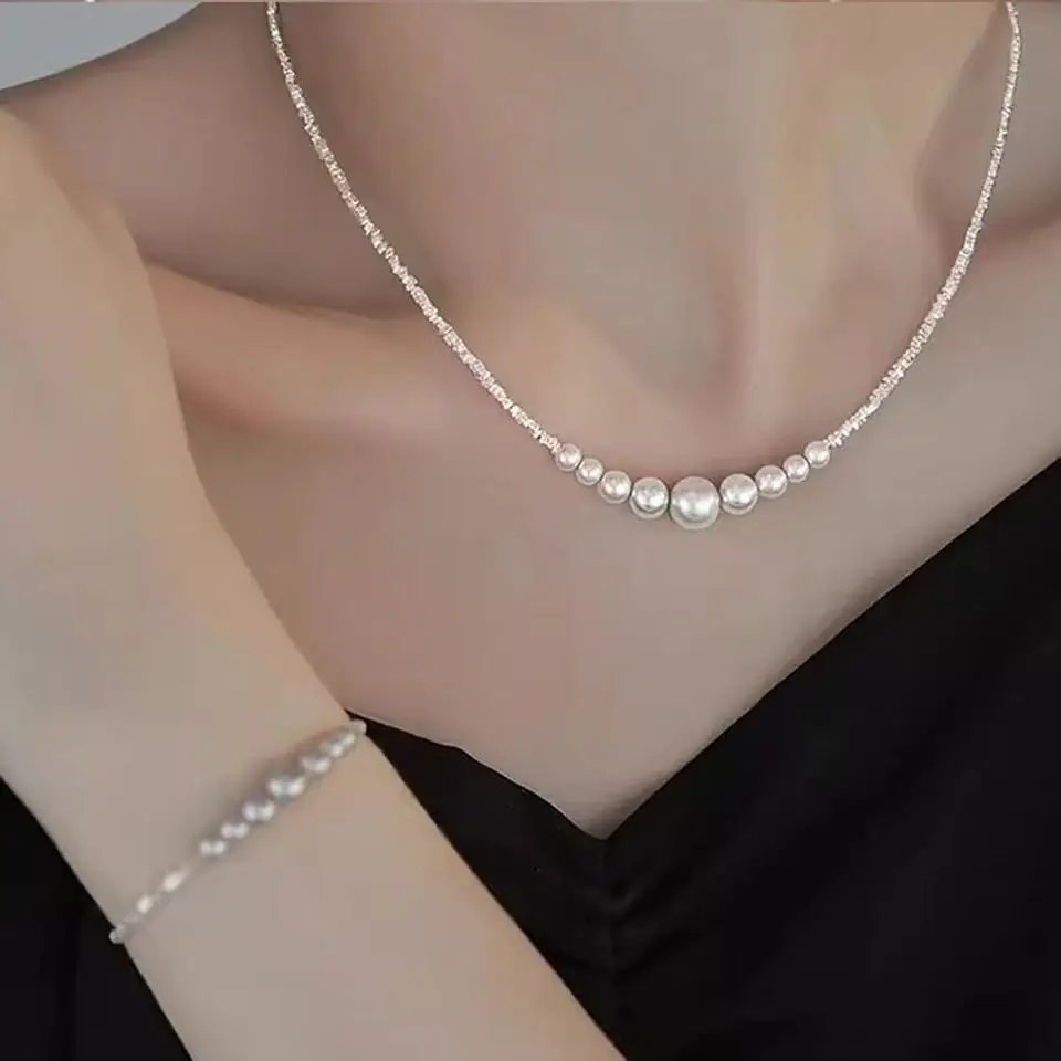 Pure Silver Pearl Necklace for Women Elegant Gift — feature 6
