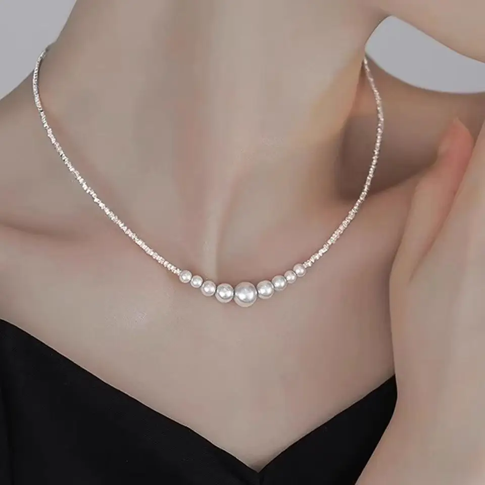 Pure Silver Pearl Necklace for Women Elegant Gift — feature 7