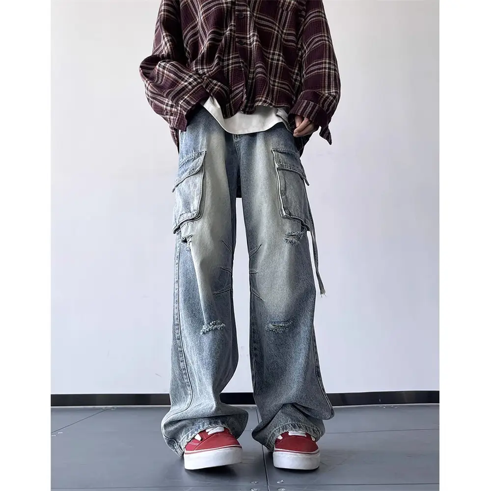 2024 Vintage Ripped Cargo Jeans for Men