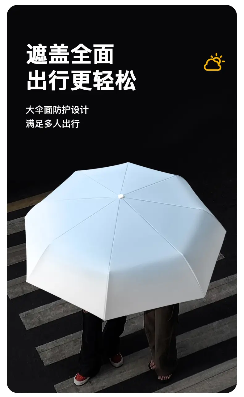Black Rubber 3-Fold Umbrella with UV Protection — feature 18