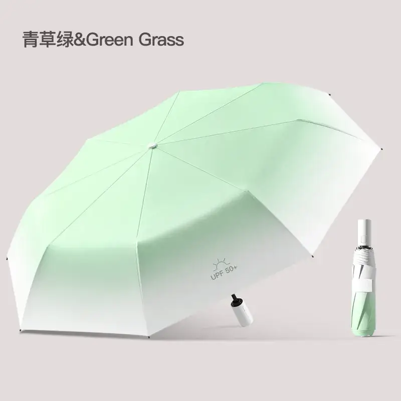 Black Rubber 3-Fold Umbrella with UV Protection - Image 2