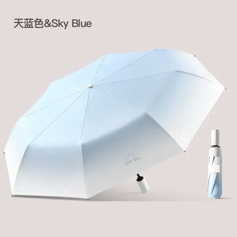 Black Rubber 3-Fold Umbrella with UV Protection - Image 3