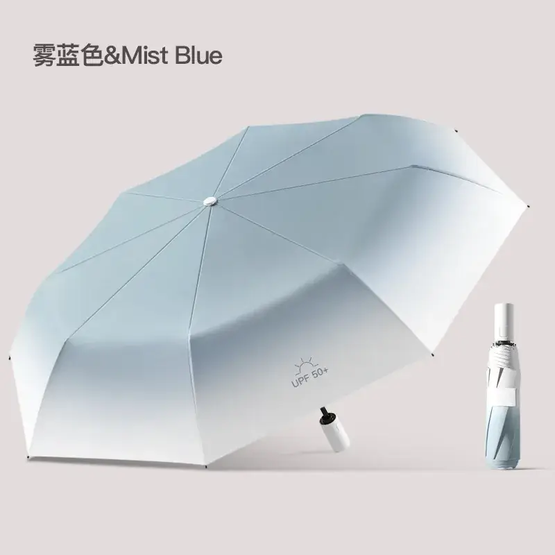 Black Rubber 3-Fold Umbrella with UV Protection - Image 4