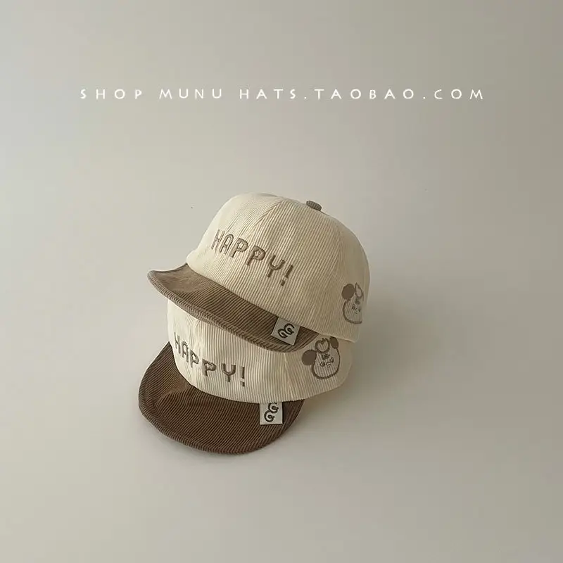Baby Cap Autumn Winter Corduroy Cap Small Month Old - Image 6