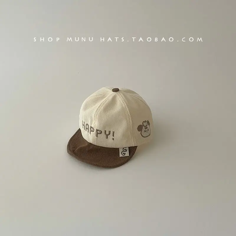 Baby Cap Autumn Winter Corduroy Cap Small Month Old - Image 3
